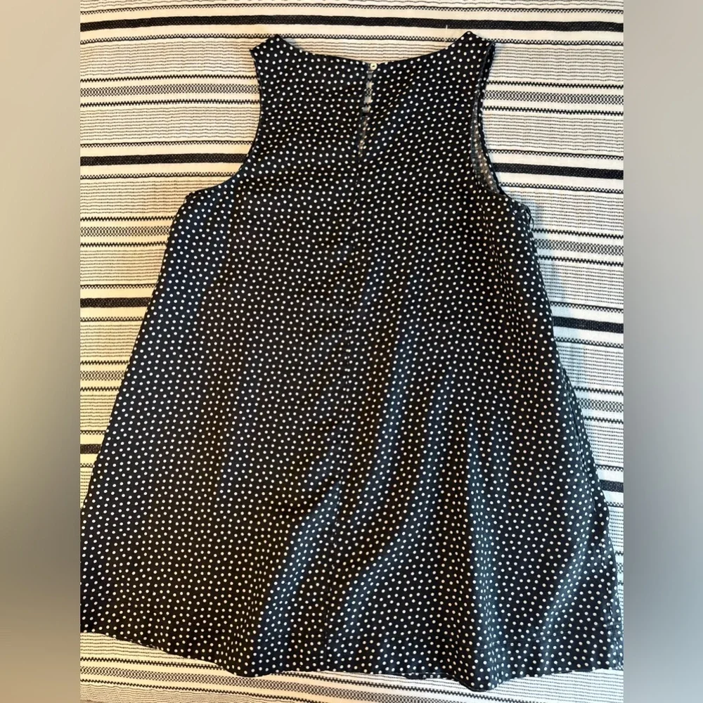 Nicole Miller Black and White Women Dress A Line Polka Dot XL Linen